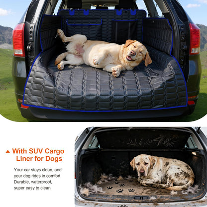Reliadura SUV Cargo Liner for Dogs, Waterproof Dog Trunk Cover with Bumper Flap Protector, Pet Cargo Mat for SUVs Sedans Vans, Non-Slip Scratchproof Dog Seat Cover, Large Size Universal Fit