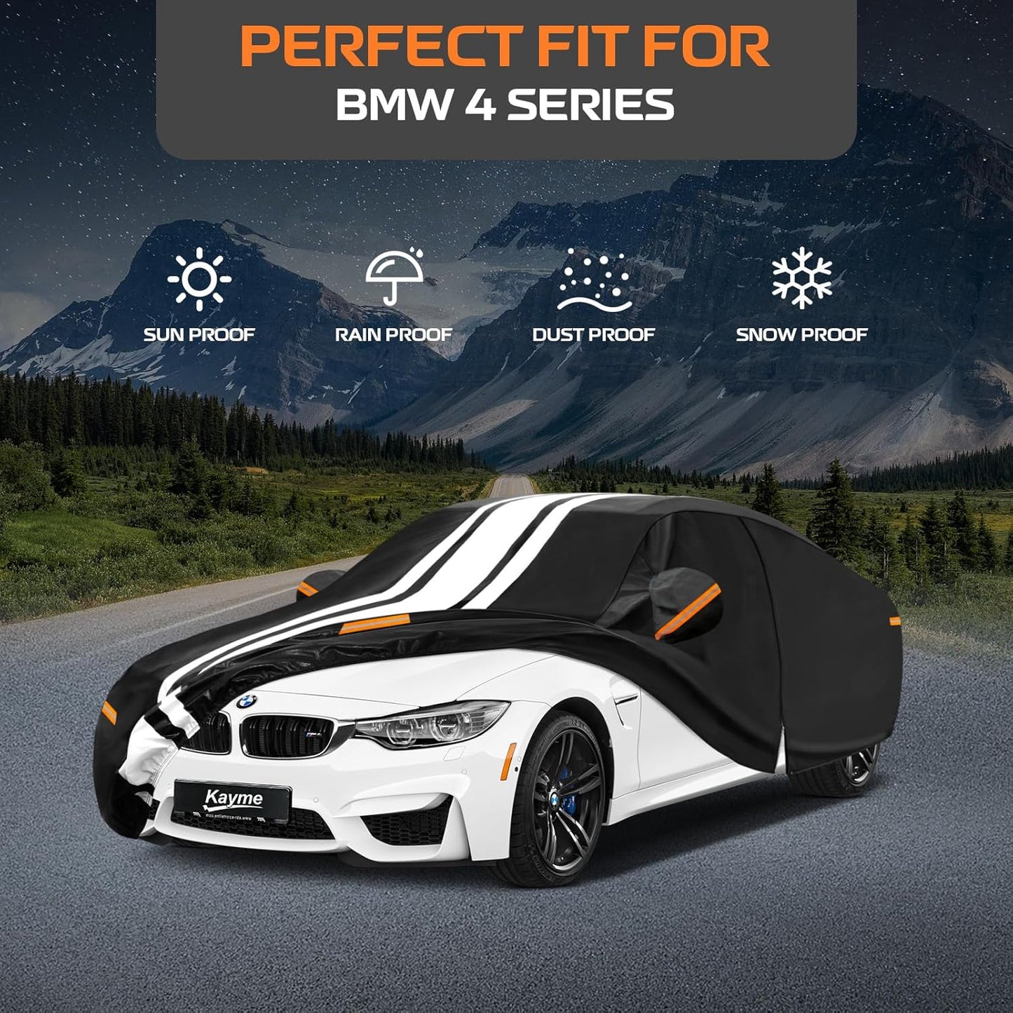 Kayme Heavy Duty Car Cover Custom Fit for BMW 3 Series 320i 325i 328i 330i 335i (1982-2026), Outdoor Full Exterior Cover with Tape and Towel, Rain Snow Sun UV Protection. - Colors B