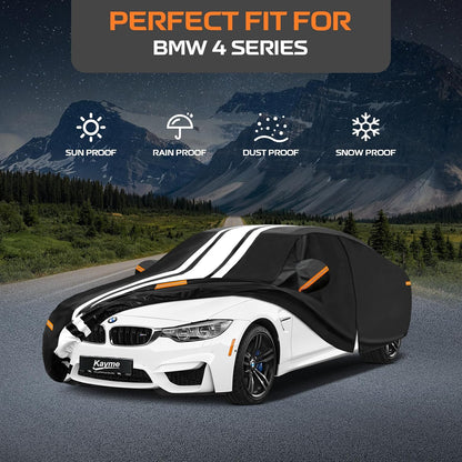 Kayme Heavy Duty Car Cover Custom Fit for BMW 3 Series 320i 325i 328i 330i 335i (1982-2026), Outdoor Full Exterior Cover with Tape and Towel, Rain Snow Sun UV Protection. - Colors B
