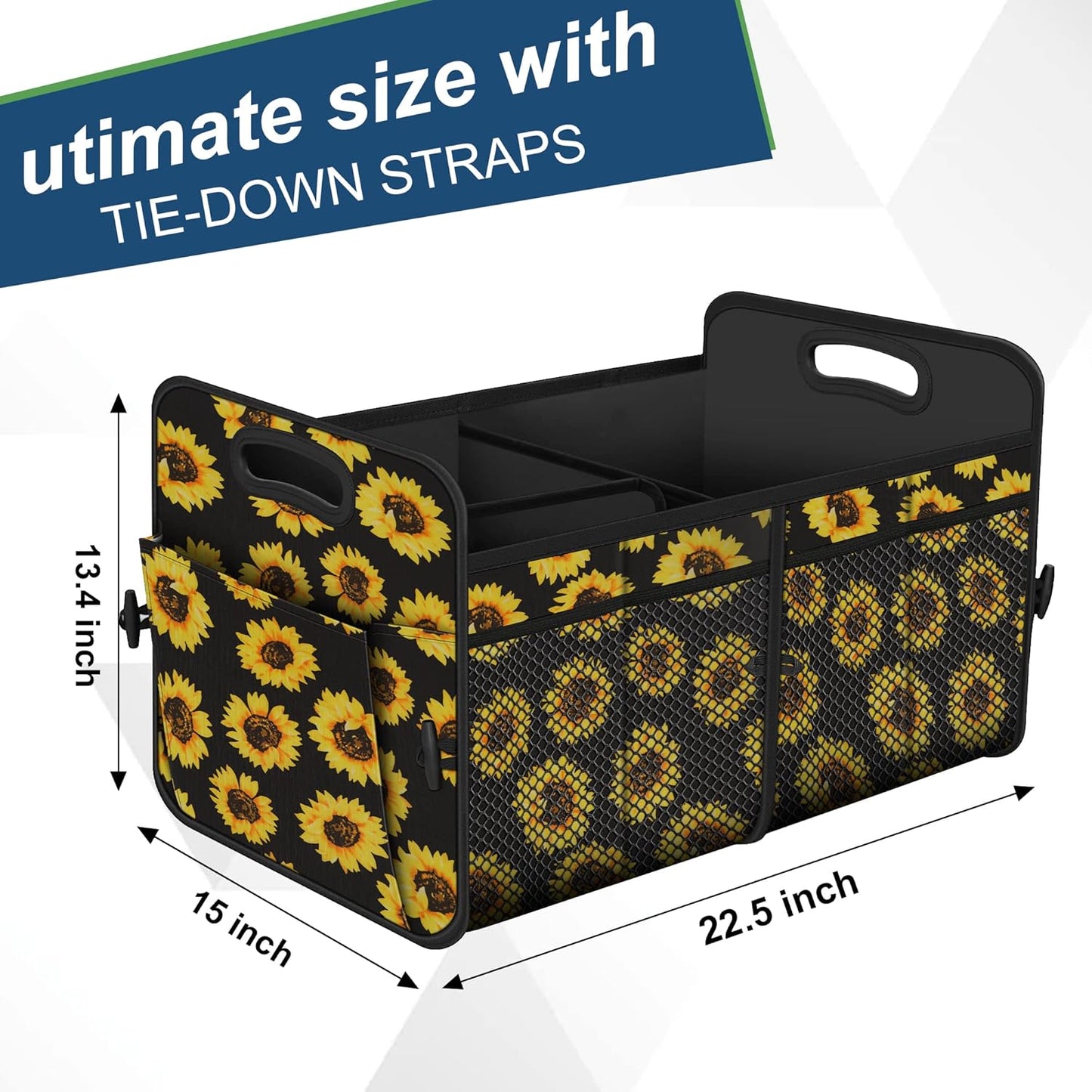 Femuar Car Trunk Organizer with Large Capacity Waterproof Car Accessories for Women & Men, Collapsible Trunk Organizer for Suv/Jeep/Sedan,Tools (Black, Standard)