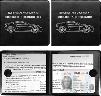 Ziciner Car Registration Insurance Holder, 2Pack Essential Auto Card Document Glove Box Organizer with Touch Fastener, Vehicle Interior Accessories Perfect for Most Car, Truck, SUV (Red/Small Car)