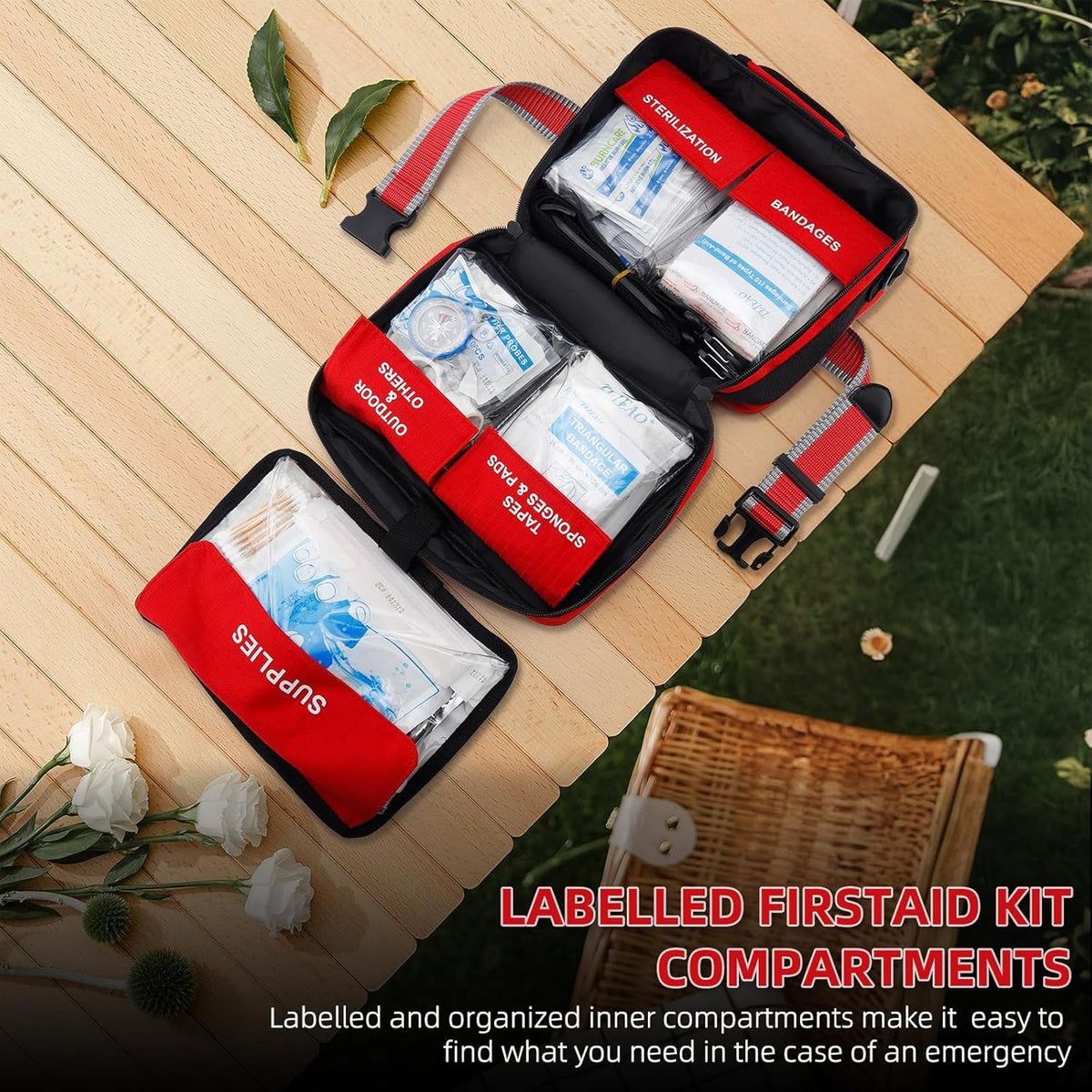 330 Piece First Aid Kit, Premium Waterproof Compact Trauma Medical Kits for Any Emergencies, Ideal for Home, Car, Travel, Camping, Hiking, Truck, Office, Sports (Medium)