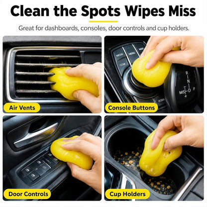 TeSabMi Car Cleaning Gel, Reusable Cleaning Putty & Dust Slime for Air Vents, Dashboard Gaps, Cup Holders, Console Buttons, Vehicle Interior Detailing Accessories, Yellow, 160g
