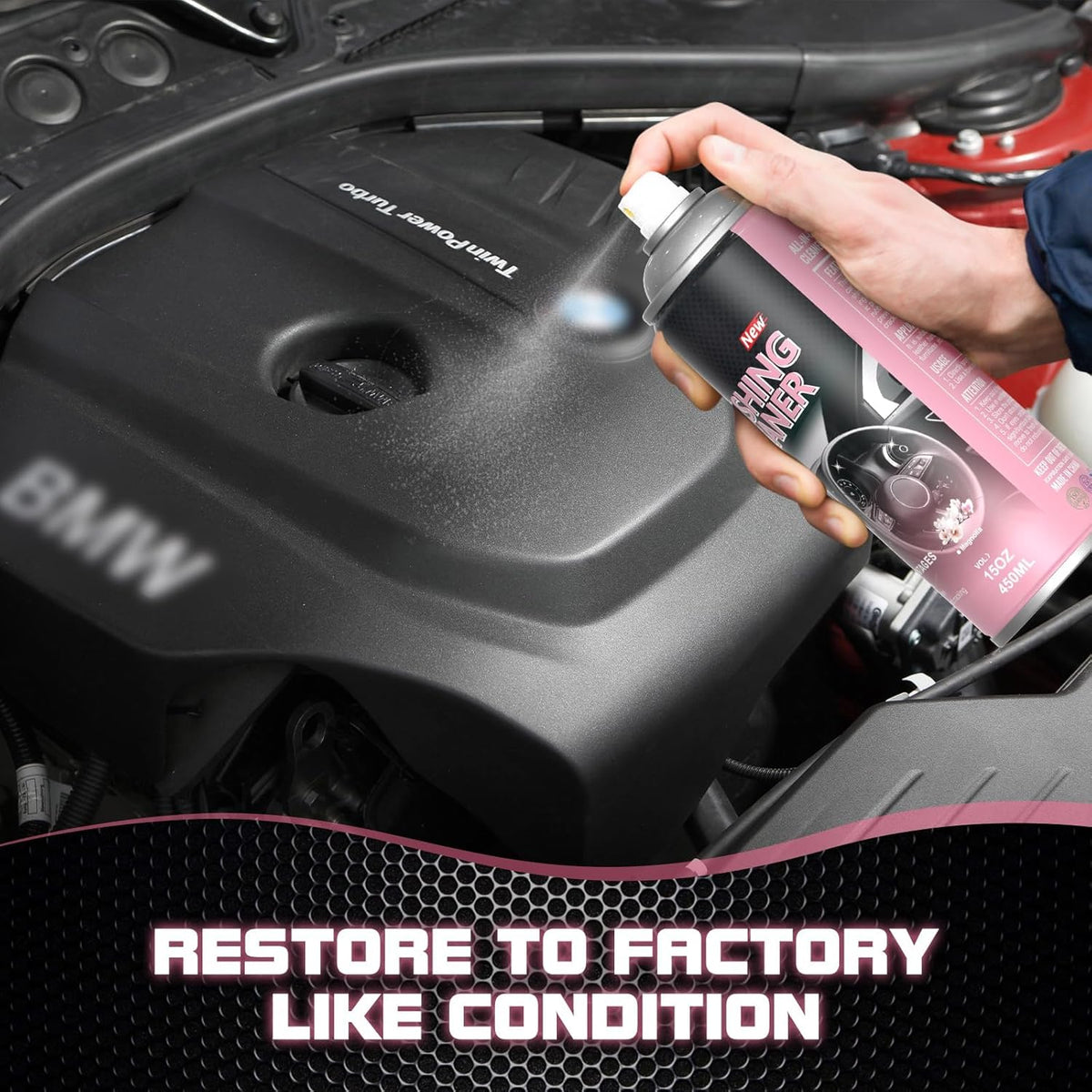 DONKEYPRO Car Interior Cleaner, Polishing Cleaner Detailer Spray for Vehicle Detailing, 450ml Aerosol 15 fl oz with Iron Can (2-Pack)