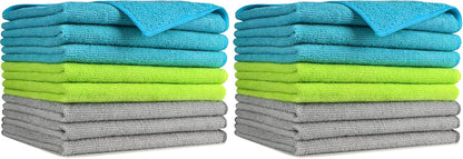 AIDEA Microfiber Cleaning Cloth-12PK, Soft Microfiber Towels for Cars, Absorbent Cleaning Rags, Lint-Free Streak-Free Wash Cloths for House, Kitchen, Window(12in.x12in), Black