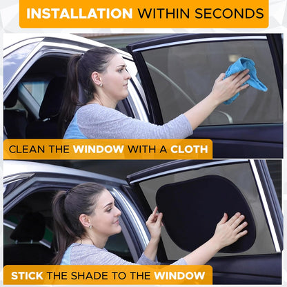 EcoNour Car Window Shades for Baby (4 Pack) | Protects Baby from Window Sun & Heat | Sun Shade Side Windows for Kids | Automotive Sun Protection from UV | Child Safety Accessories | Medium - 20"x12"