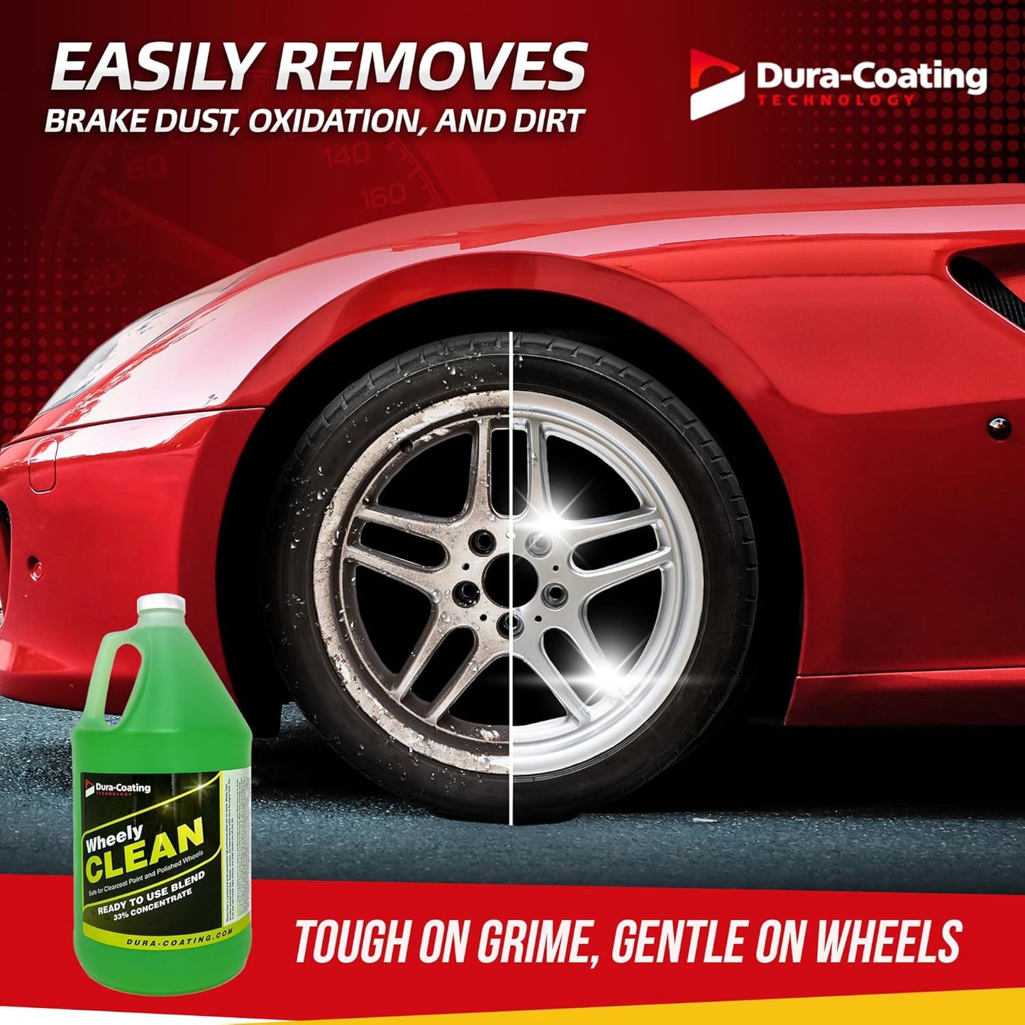 DURA-COATING TECHNOLOGY Wheely Clean - Professional Wheel Cleaner Spray - Ready-to-Use Tire Cleaner and Rim Cleaner - Suitable for Aluminum, Chrome, or Clear-Coated Wheels - Removes Brake Dust - 16 oz