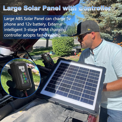 POWOXI Upgraded 7.5W-Solar-Battery-Trickle-Charger-Maintainer-12V Portable Waterproof Solar Panel Trickle Charging Kit for Car, Automotive, Motorcycle, Boat, Marine, RV,Trailer, Snowmobile, etc.