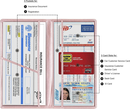 TOURSUIT Car Registration and Insurance Card Holder, Vehicle License Document Glove Box Compartment Organizer, Interior Car Accessories for Women Men (Carbon Fiber Black)