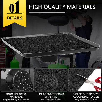 17892 Transmission Drain Pan for Lisle Oil Drains - 2 Pcs 22'' Oil Drain Splash Pad,Large Fluid Catch Pan Square Oil Drain Pan Fits Many Different Funnels Keep Floor Clean