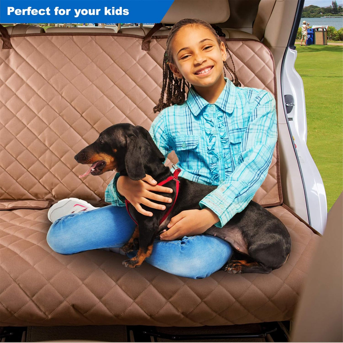 VIEWPETS Bench Car Seat Cover Protector - Waterproof, Heavy-Duty and Nonslip Pet Car Seat Cover for Dogs with Universal Size Fits for Vehicles, Trucks & SUVs