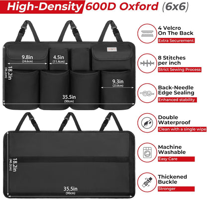 SURDOCA Car Trunk Organizer, LARGE CAPACITY Car Storage Bag with 8 Pockets, 7X Upgraded Trunk Storage Organizer for Car, SUV, Truck, MPV