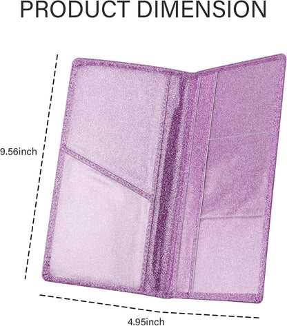 Stacool Bling Car Registration and Insurance Holder with Magnetic Clasp,PU Leather Car Organizers for ID,Bank Cards,Universal Glove Box Organizer (Purple)