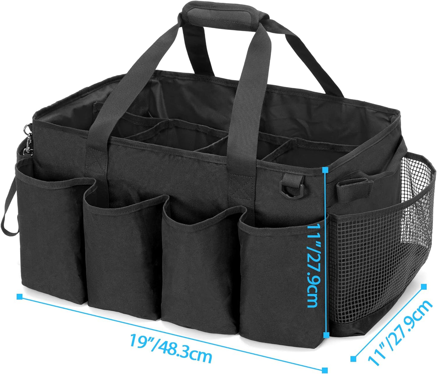 HODRANT Extra-Large Cleaning Caddy, Organizer with Handles for Cleaning Tools & Products Storage, Large Capacity Tote Bag for Car, Home & Housekeeping Work, Gray