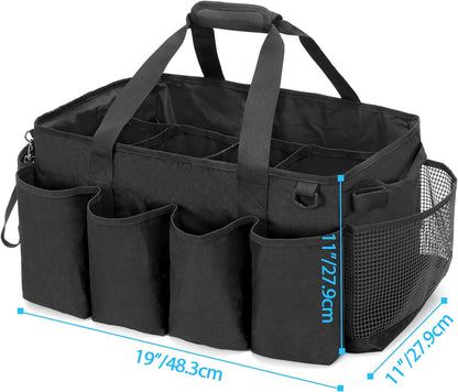 HODRANT Extra-Large Cleaning Caddy, Organizer with Handles for Cleaning Tools & Products Storage, Large Capacity Tote Bag for Car, Home & Housekeeping Work, Gray