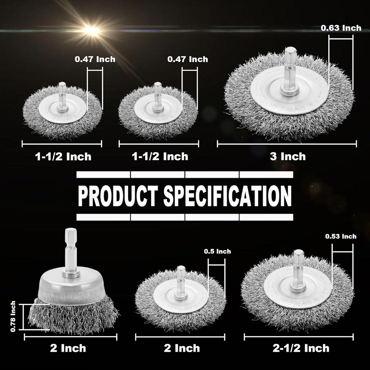VIDICA Wire Brush for Drill Set 9Pcs,Abrasive Wire Wheel for 1/4 Inch Hex Shank, Wire Cup Brush for Drill, Coarse Crimped Carbon Steel Wire Brush Set for Removing Paint and Rust