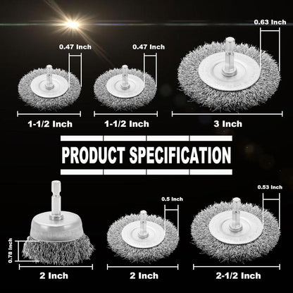 VIDICA Wire Brush for Drill Set 9Pcs,Abrasive Wire Wheel for 1/4 Inch Hex Shank, Wire Cup Brush for Drill, Coarse Crimped Carbon Steel Wire Brush Set for Removing Paint and Rust