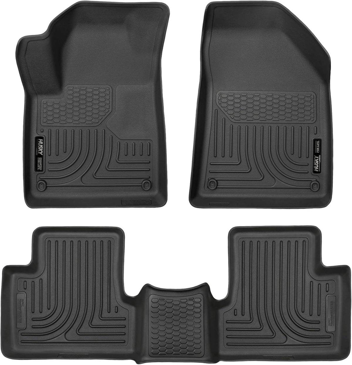 Husky Liners Weatherbeater Floor Mats | Fits 2015 - 2023 Jeep Cherokee (Does NOT Fit Grand Cherokee) | Front & 2nd Row, 3-pc Black - 99091