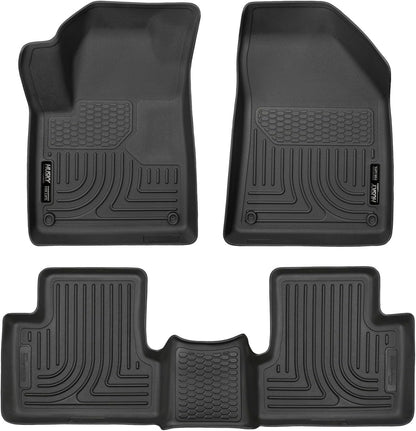 Husky Liners Weatherbeater Floor Mats | Fits 2015 - 2023 Jeep Cherokee (Does NOT Fit Grand Cherokee) | Front & 2nd Row, 3-pc Black - 99091