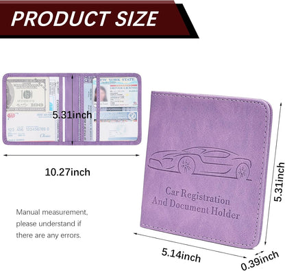 Registration and Insurance Card Holder, Vehicle Glove Box Car Organizer with Magnetic Closure, Interior Car Accessories for Documents, Cards, License Storage, 1-Pack Red