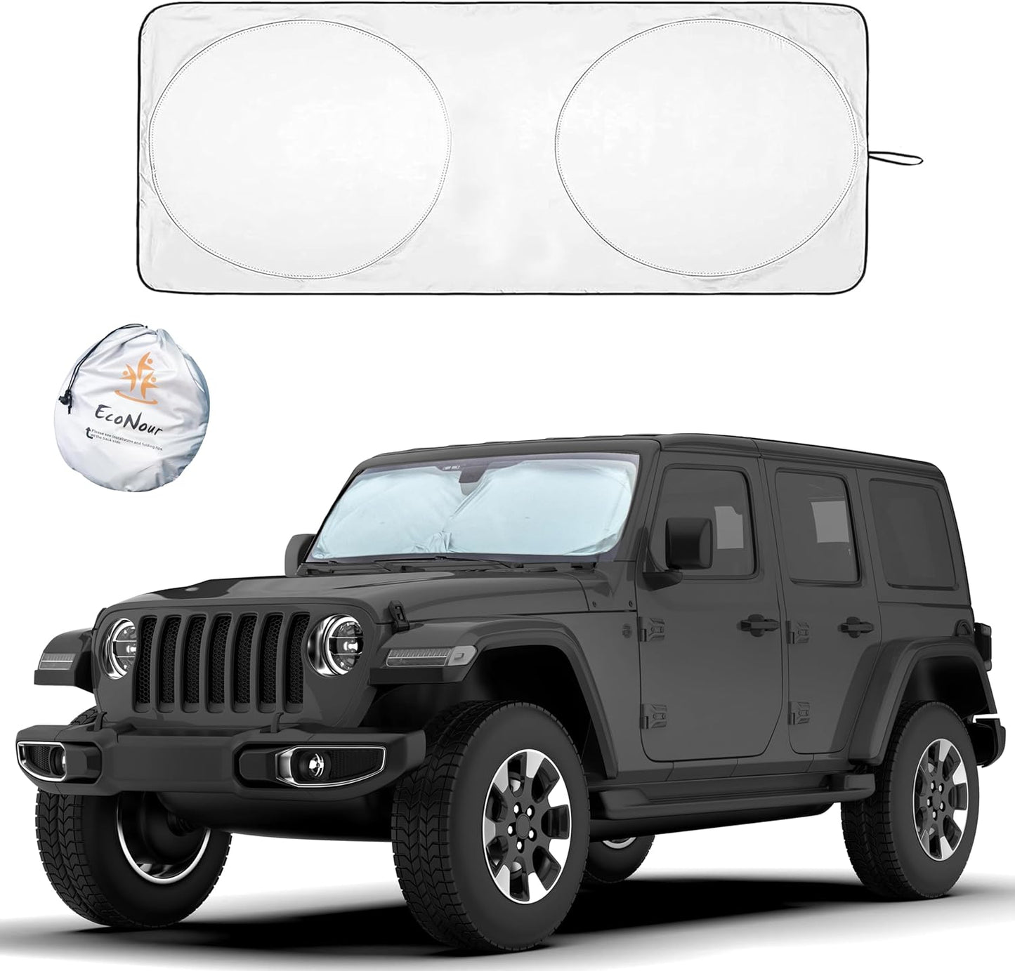 EcoNour Car Windshield Sun Shade | 2025 Upgraded Innovative No-Light-Pass Technology for Maximum Coverage | Foldable Sun Shade Keeps Your Vehicle Cool | Must-Have Car Accessories | Small (59" x 29") - Colors N