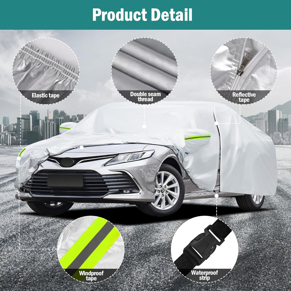 Car Cover Custom Fit for Toyota Corolla 2000-2025, Honda Civic 1991-2025, Waterproof All Weather Full Exterior Cover Rain Sun Protector Car Cover with Door Zipper