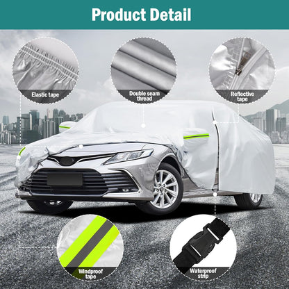 Car Cover Custom Fit for Toyota Corolla 2000-2025, Honda Civic 1991-2025, Waterproof All Weather Full Exterior Cover Rain Sun Protector Car Cover with Door Zipper