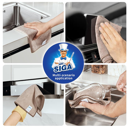 MR.SIGA Microfiber Cleaning Cloth, All-Purpose Microfiber Towels, Streak Free Cleaning Rags, Pack of 12, Grey, Size 32 x 32 cm(12.6 x 12.6 inch)