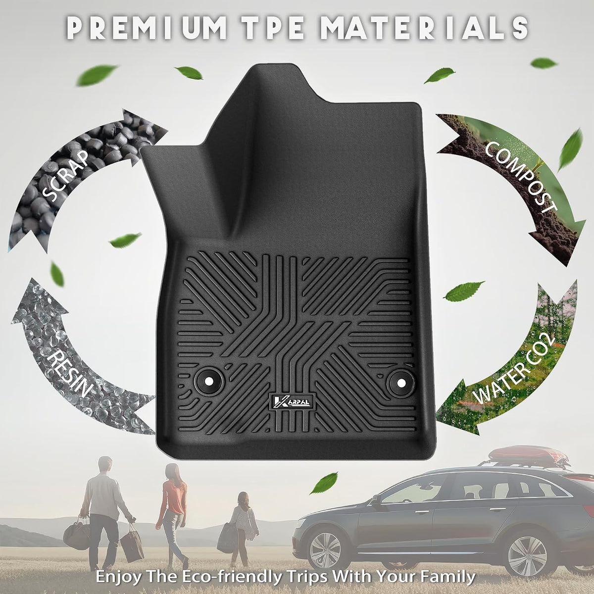KARPAL Floor Mats for 2007-2013 Chevy Silverado & GMC Sierra 1500 Crew Cab / 2007-2014 2500/3500 HD(Footwell Coverage), All-Weather TPE Custom Fit Floor Liners Car Accessories