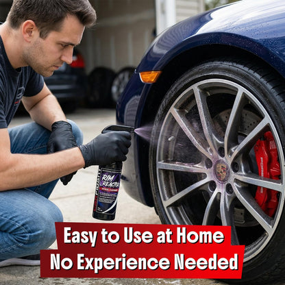 Carfidant Rim Reactor Wheel Cleaner Spray – No Scrub Formula with Purple Iron Remover Reaction – Removes Brake Dust & Grime – Safe for All Wheels (Aluminum, Chrome, Black) – pH Neutral – 16oz