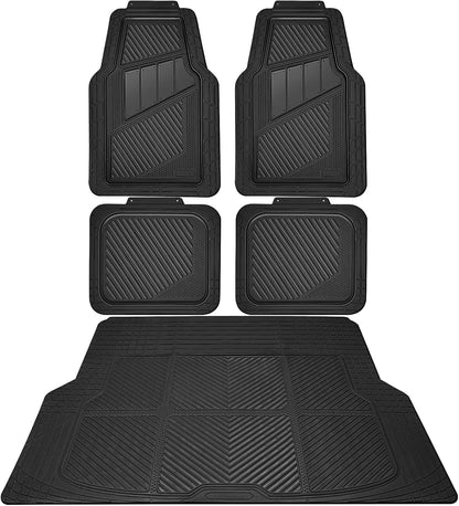 CAR PASS Heavy Duty Rubber Floor Mats 4-Piece,Pink Car Mats Full Sets Anti-Slip,Waterproof Universal Trim-to-Fit for Car SUV Truck, Durable All Weather Automotive Car Mats for Women,Girly(All Pink)