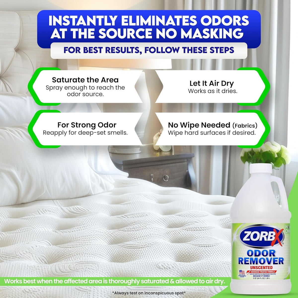 ZORBX Unscented Odor Eliminator for Strong Odor 16 Fl Oz - Used in Hospitals & Healthcare Facilities - Advanced Trusted Formula, Fast-Acting Odor Remover Spray for Dog, Cat, House & Carpet