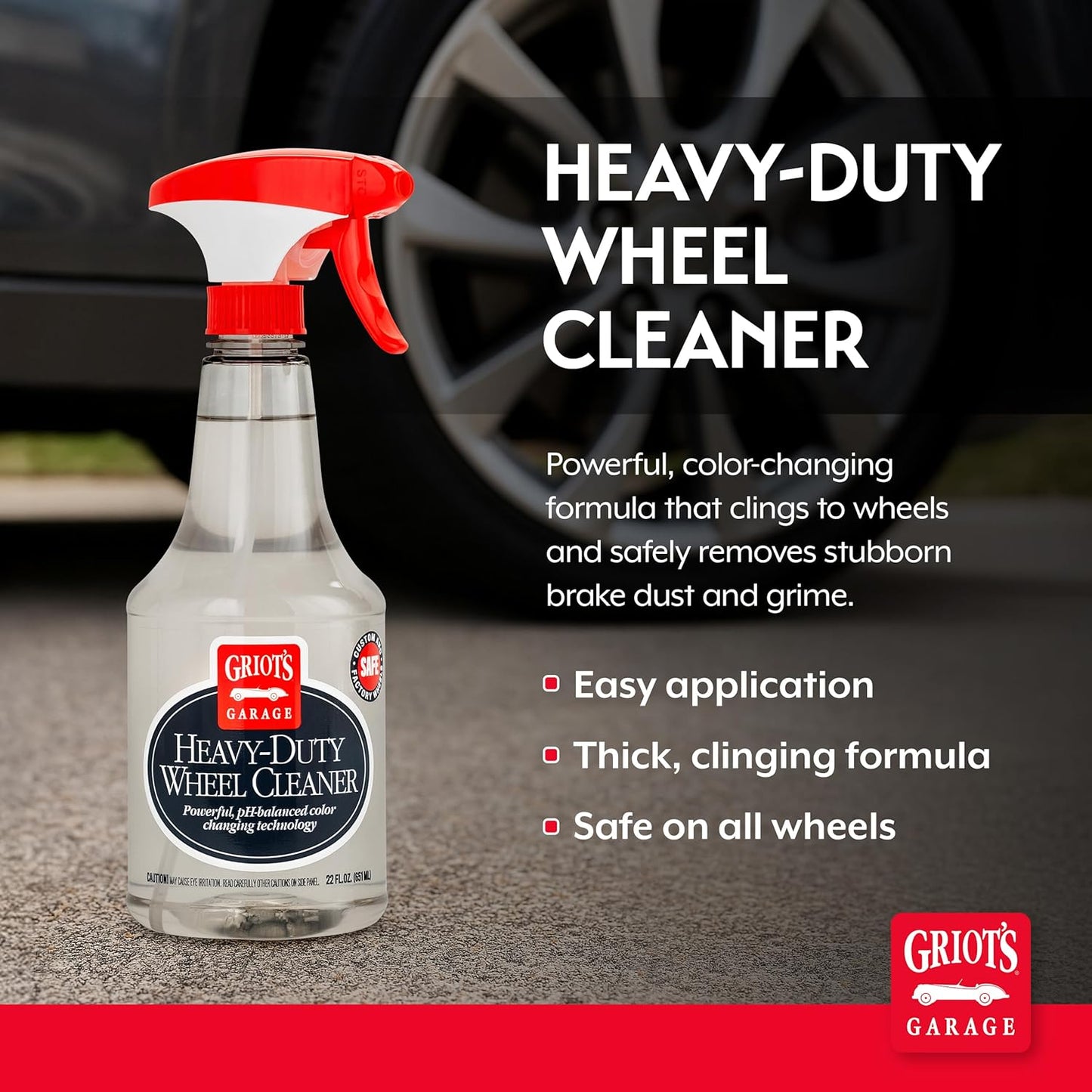Griot's Garage Heavy-Duty Wheel Cleaner for All Wheel Finishes, Breaks Down and Removes Stubborn Brake Dust and Grime, PH Balanced, Non-Acidic, 11026, 35oz