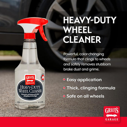 Griot's Garage Heavy-Duty Wheel Cleaner for All Wheel Finishes, Breaks Down and Removes Stubborn Brake Dust and Grime, PH Balanced, Non-Acidic, 11026, 35oz