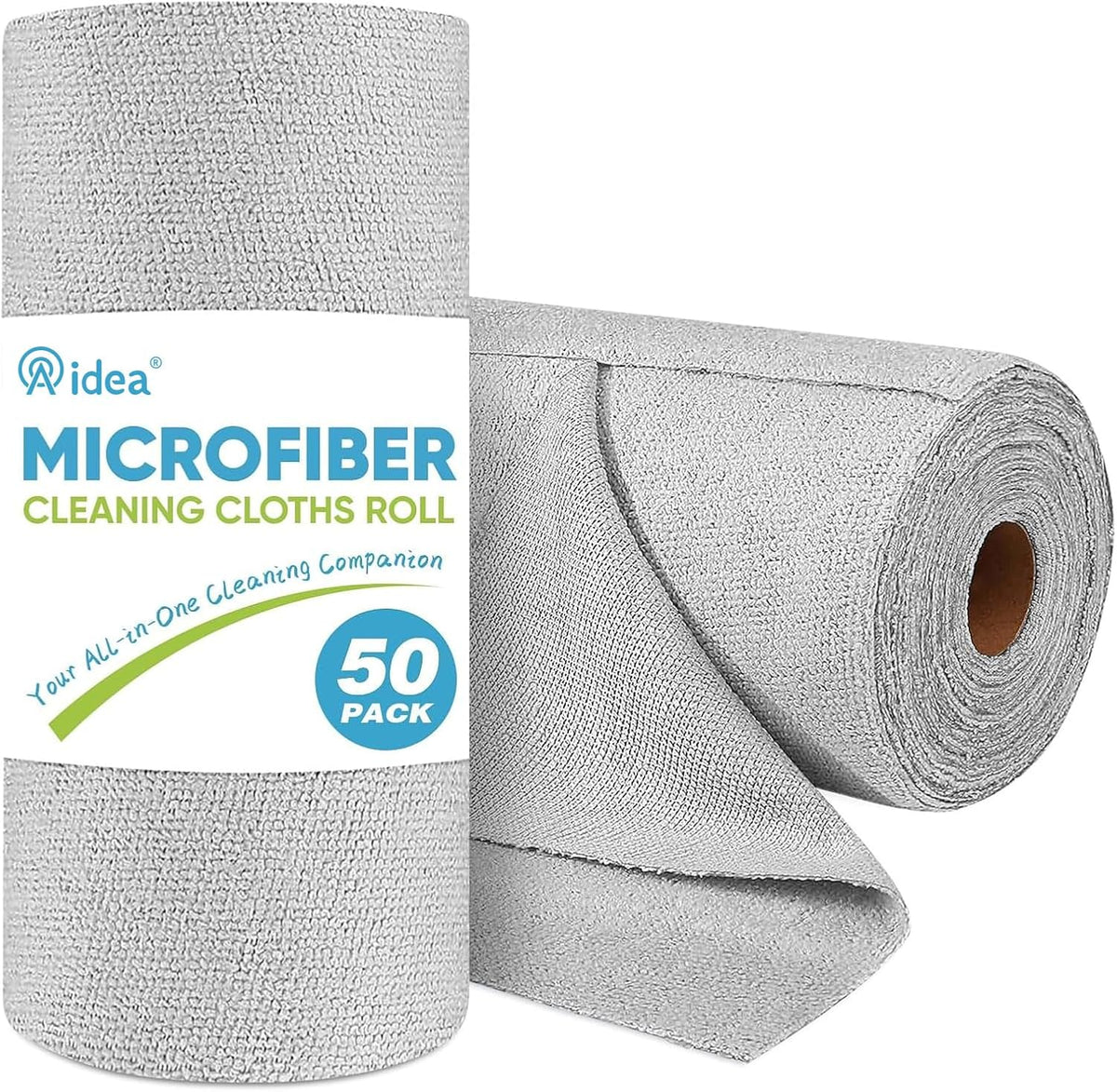 AIDEA Microfiber Cleaning Cloth Roll, Grey 75PK, Reusable Paper Towels Tear Away Cloth, Microfiber Towels for Cars, Wash Cloths, Lint Free Rags for House, Kitchen,Window,Cleaning Supplies 11.5"×11.5"