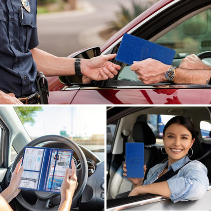 Car Registration and Insurance Card Holder for Women Men, Orange Glove Box Paperwork Organizer with Magnetic Buckle for Easy Access and Protect Documents and Various Cards in Vehicle