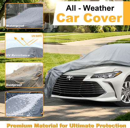 GUNHYI 16 Layers Car Cover Waterproof All Weather, Heavy Duty Outdoor Car Cover Universal Fit Sedan Toyota Camry, Tesla Model 3, Honda Accord, Nissan Altima, Kia K5/Stinger, Hyundai Sonata etc.