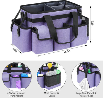 Cleaning Caddy,Cleaning Bag for Housekeepers,Cleaning Supplies Organizer with Handle,Black