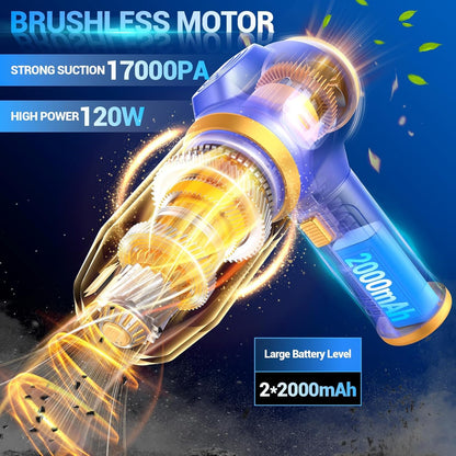 Portable Car Vacuum Cordless Mini Handheld Vacuums Cleaner Rechargeable with LCD Display and Multi-Nozzles, High Power Hand held Cleaners for Car, Home, Office, Sofa, Pet Hair,Keyboard
