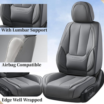 Coverado Seat Covers Full Set, Black Seat Covers for Cars 5 Seats, Car Seat Protector, Waterproof Nappa Leather Car Seat Cushion, Front and Rear Car Seat Cover Fit for Most Sedans SUV Pick-up Truck - Colors A