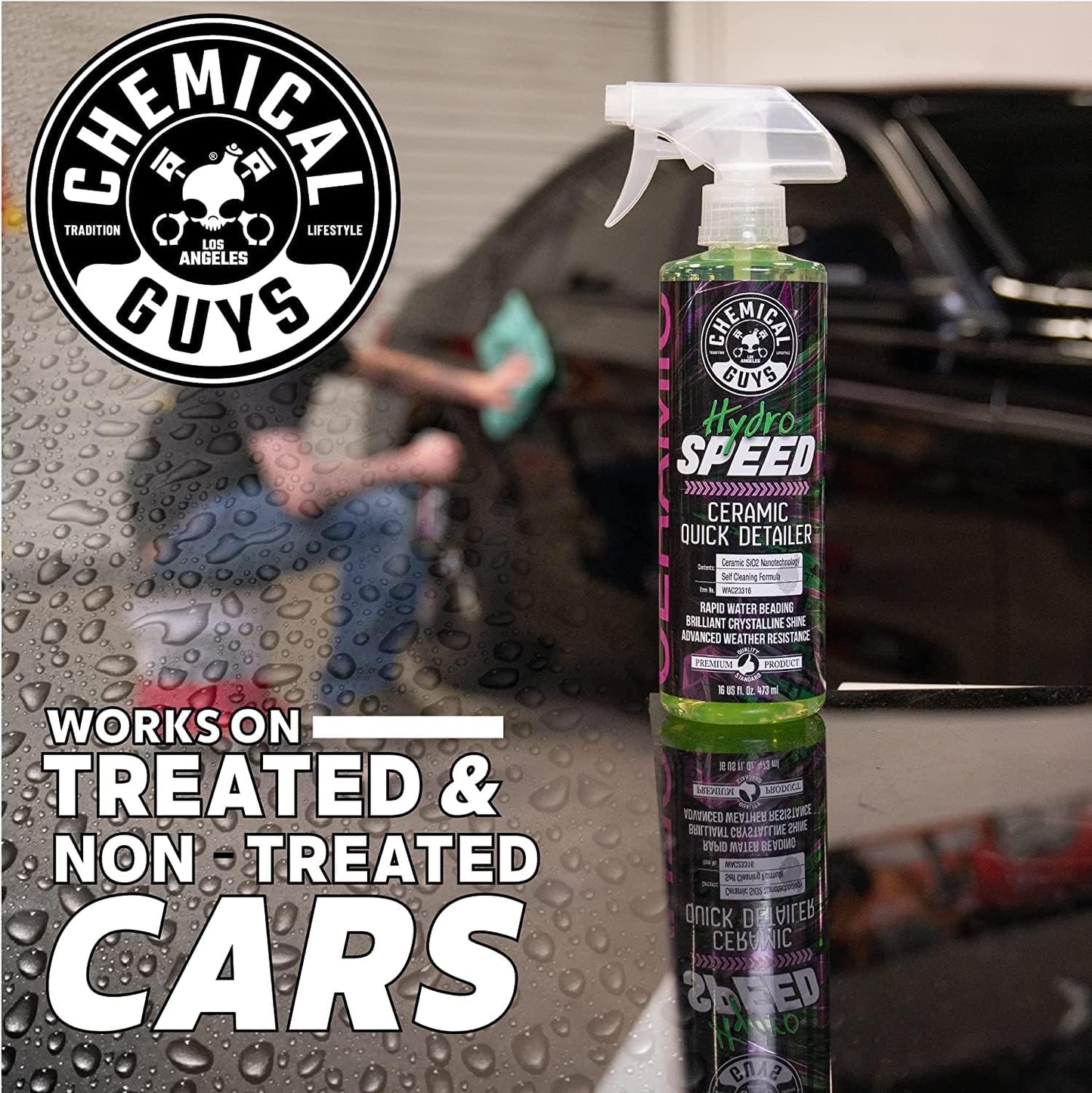 Chemical Guys HydroSpeed Ceramic Quick Detailer Spray - SiO2 Shine Car Detailer Spray for Cars, Trucks, SUVs, Motorcycles and RVs, Boosts Gloss, Hydrophobic Protection and Slickness, 128 oz