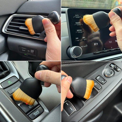 Car Detailing Brush, Soft Bristle Cleaning Brush, Scratch-Free Auto Duster Tool for Dashboard, Air Vents, Leather & Interior Cleaning (Black&Brown)