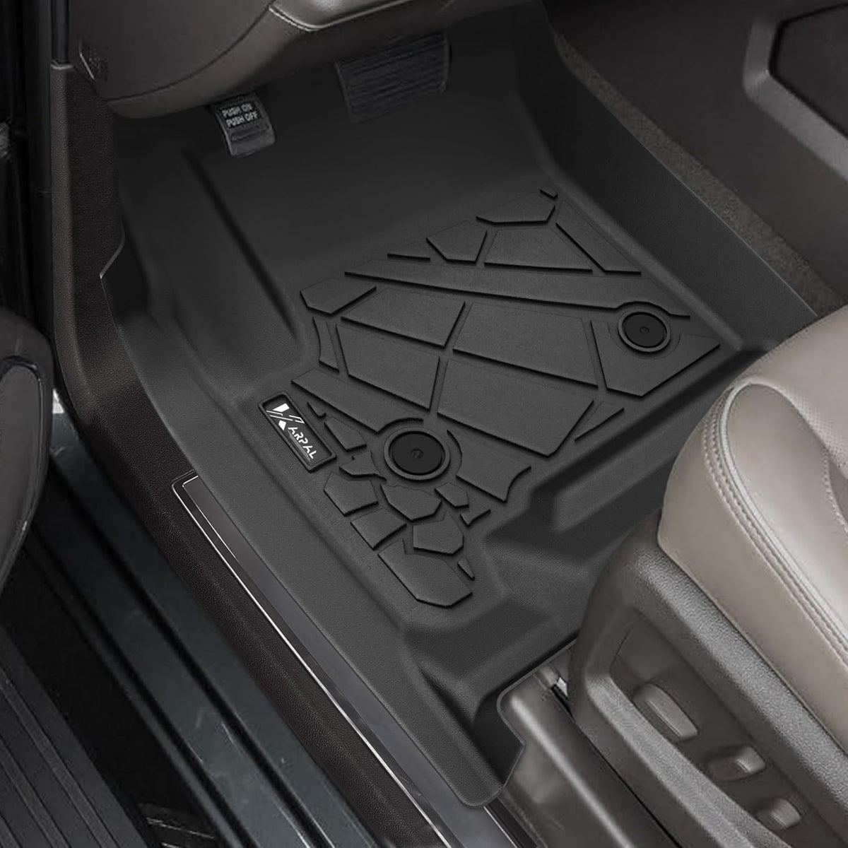 KARPAL Floor Mats for 2007-2013 Chevy Silverado & GMC Sierra 1500 Crew Cab / 2007-2014 2500/3500 HD(Footwell Coverage), All-Weather TPE Custom Fit Floor Liners Car Accessories