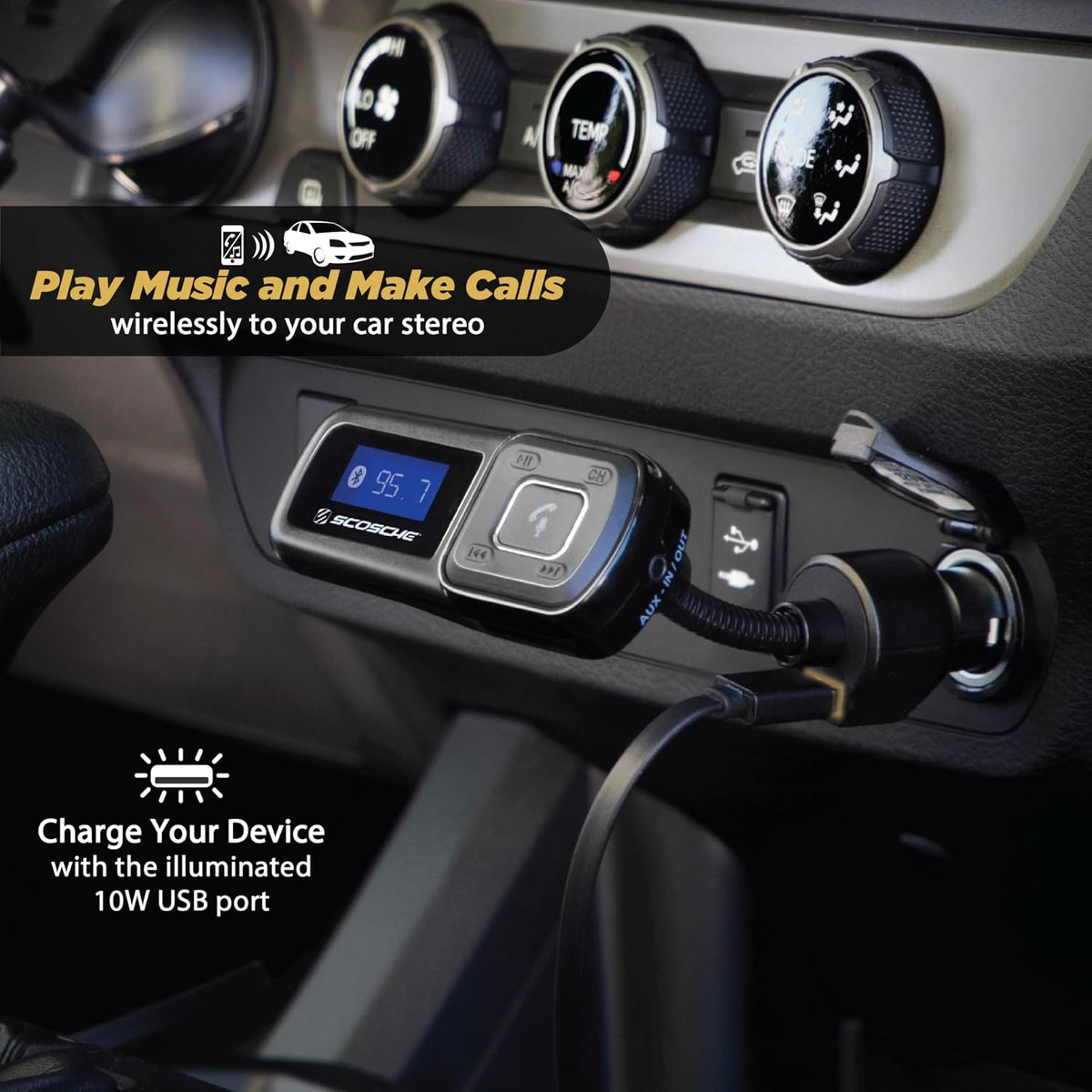 Scosche BTFM BTFREQ Universal Bluetooth Handsfree Car Kit with FM Transmitter for Vehicles
