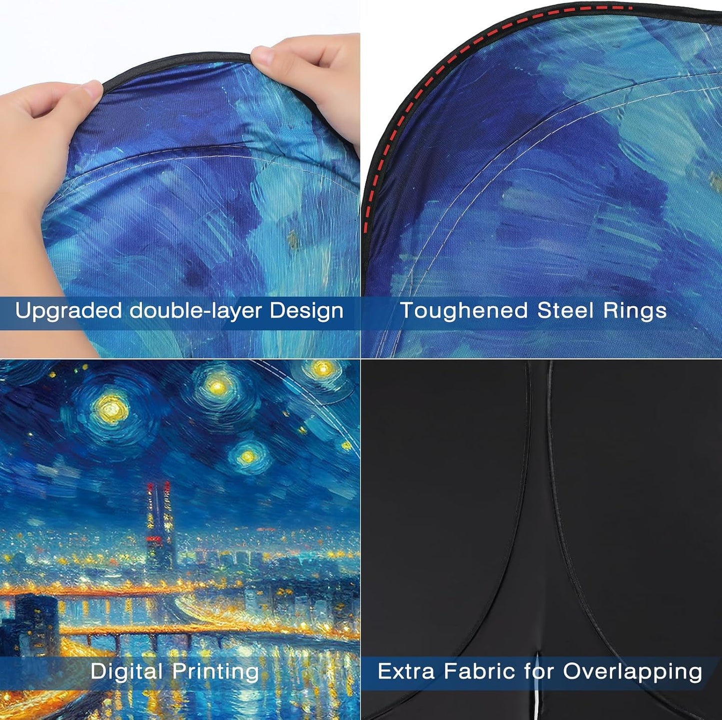 Windshield Sun Shade - Car Sun Shade Windshield, Reflector Sunshade Offers Ultimate Protection for Car Interior, Foldable Front Window Fit for Hatchback, Truck, SUV, MPV
