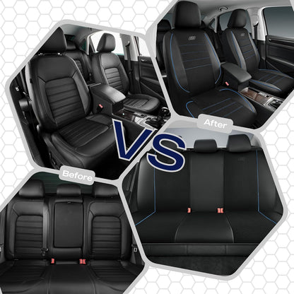 Skechers Air-Cooled Memory Foam Seat Covers,Mesh Thick Car Seat Covers,Piping Leather Car Seat Covers Front Seats,Airbag Compatible,Automotive Comfort Universal FitMost Cars,Vans,Truck,SUV,Black