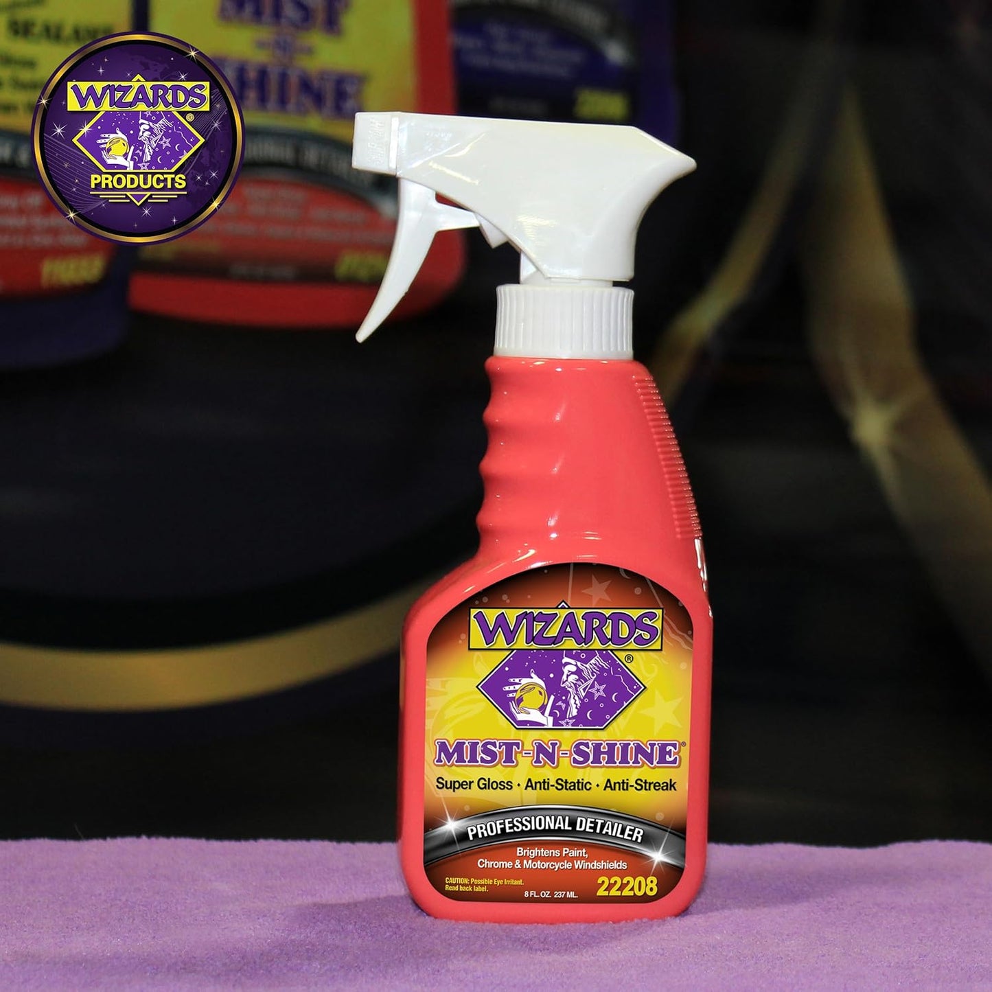 Wizards Mist-N-Shine Detail Spray - 22 Oz - Multi-Purpose High Gloss Finish Waterless Quick Detailer Spray for Glass, Chrome, Paint and Plastics - Car Exterior Cleaner for Auto Detailing Supplies