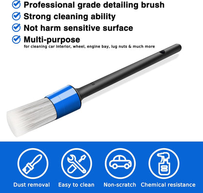 HMPLL 10pcs Auto Car Detailing Brush Set Car Interior Cleaning Kit Includes 5 Boar Hair Detail Brush,3 Wire Brush, 2 Air Vent Brush for Cleaning Car Interior Exterior, Dashboard Engines Leather Wheel