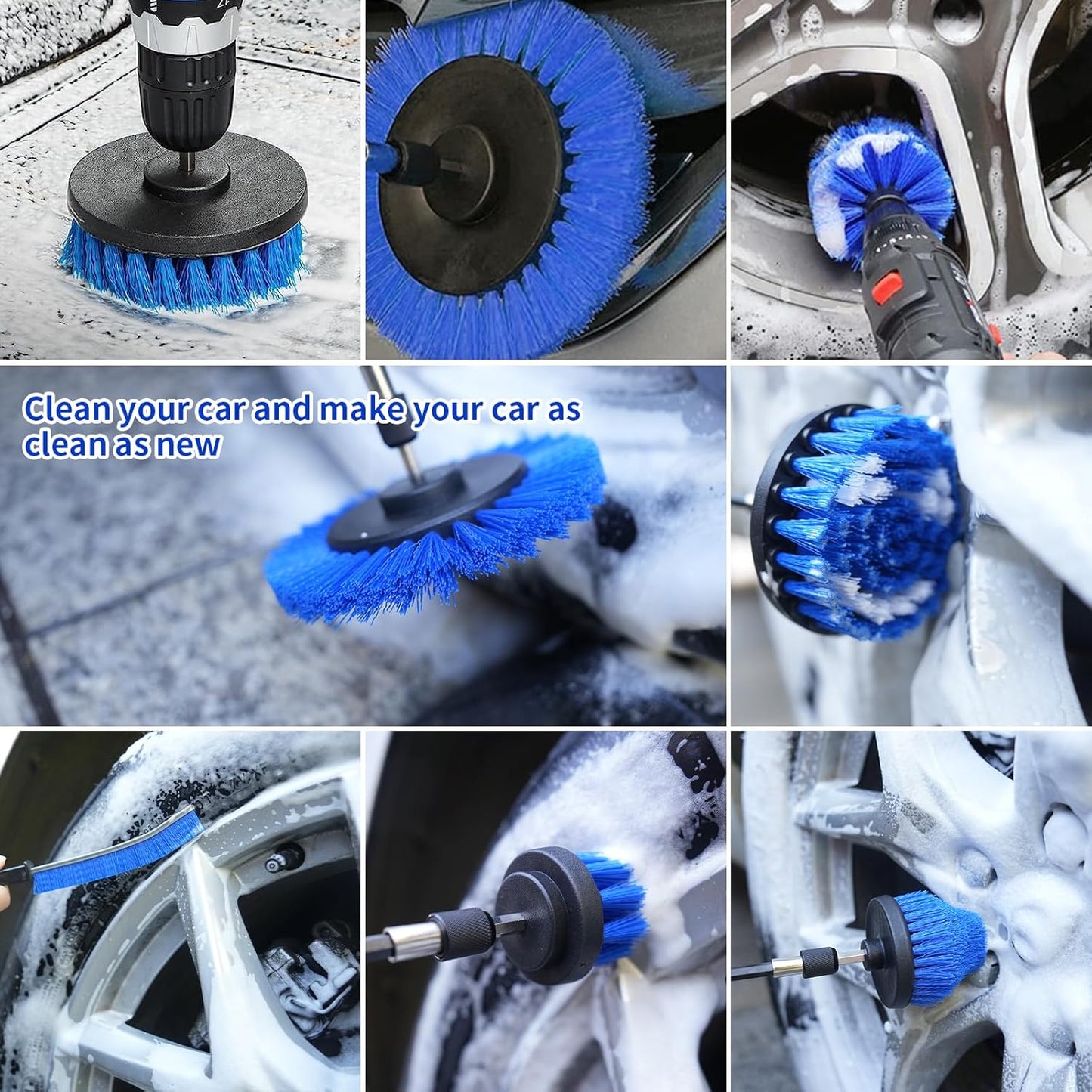 10 Pack Drill Brush Attachment Set, Drill Scrubber Brush Kit, Drill Cleaning Brush, Scrub Brush for Grout Floor Tub Shower Bathtub Tile Sink Toilet Bathroom Kitchen Car Yellow
