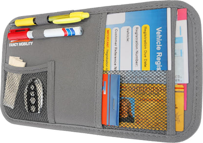 Car Sun Visor Organizer - Auto Document and Small Storage Holder - Pouch for Registration and Insurance - Perfect Minimalist Design (Pack of 1 (Gray))